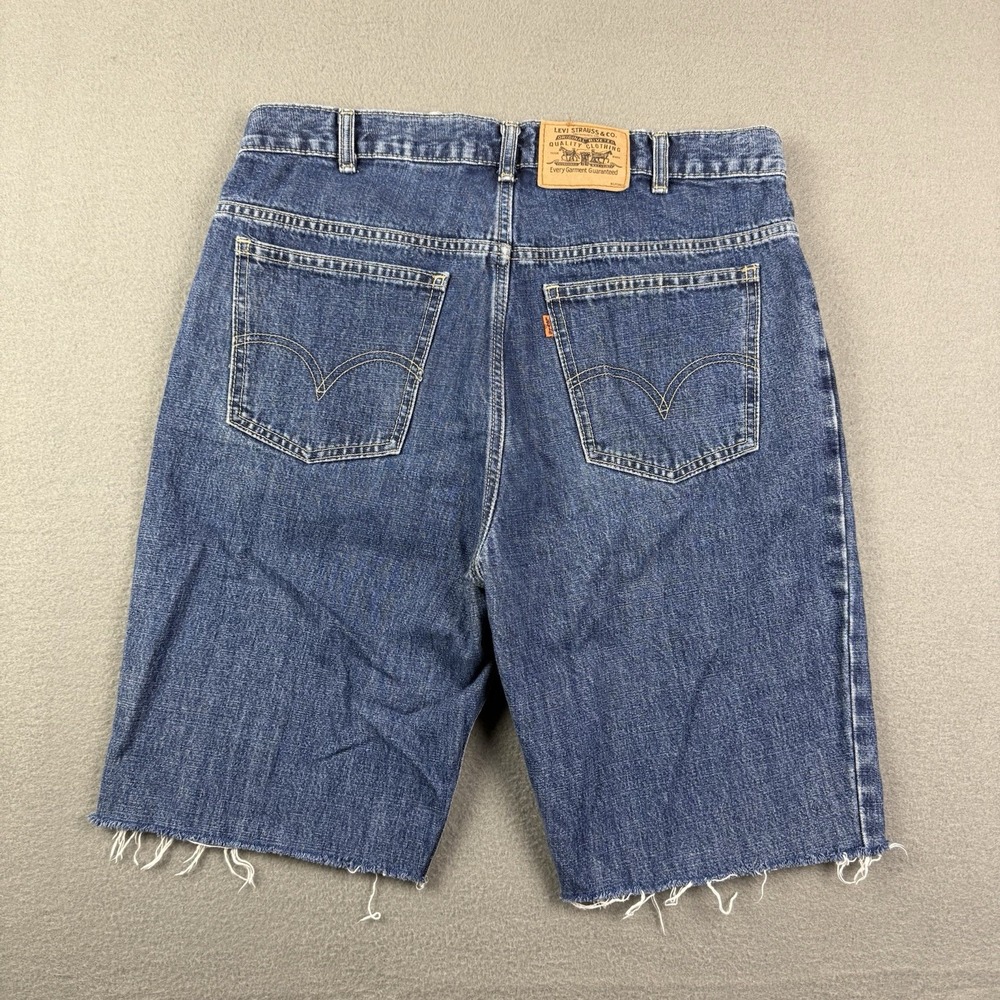 Vintage Levis‎ Cut Off Jorts Mens 34x9 Regular Orange Tab Shorts Denim Blue